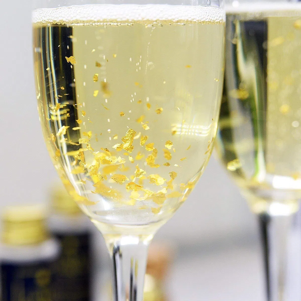 BARNABAS BLATTGOLD Foglia d'oro commestibile per bevande, fiocchi d'oro commestibili, fiocchi d'oro, fiocchi d'oro commestibili per alimenti, 1 confezione